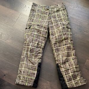 Kid’s Plaid Cargo Snow Pants Ski Snowboard Waterproof Large 14-16